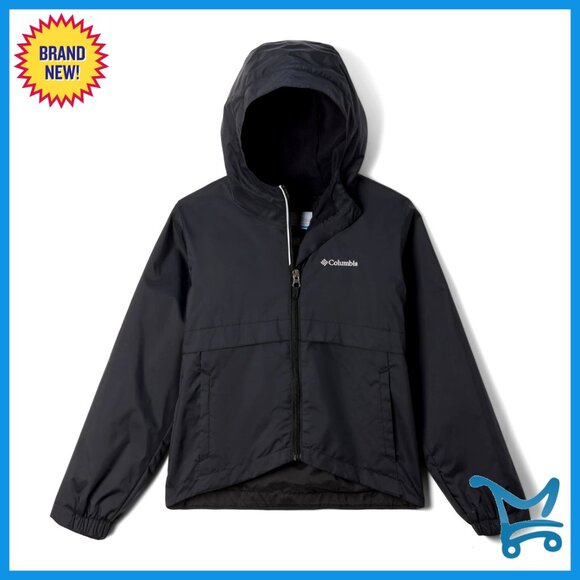 Other - Girls Waterproof Fleece-Lined Rain Jacket with Adjustable Hood